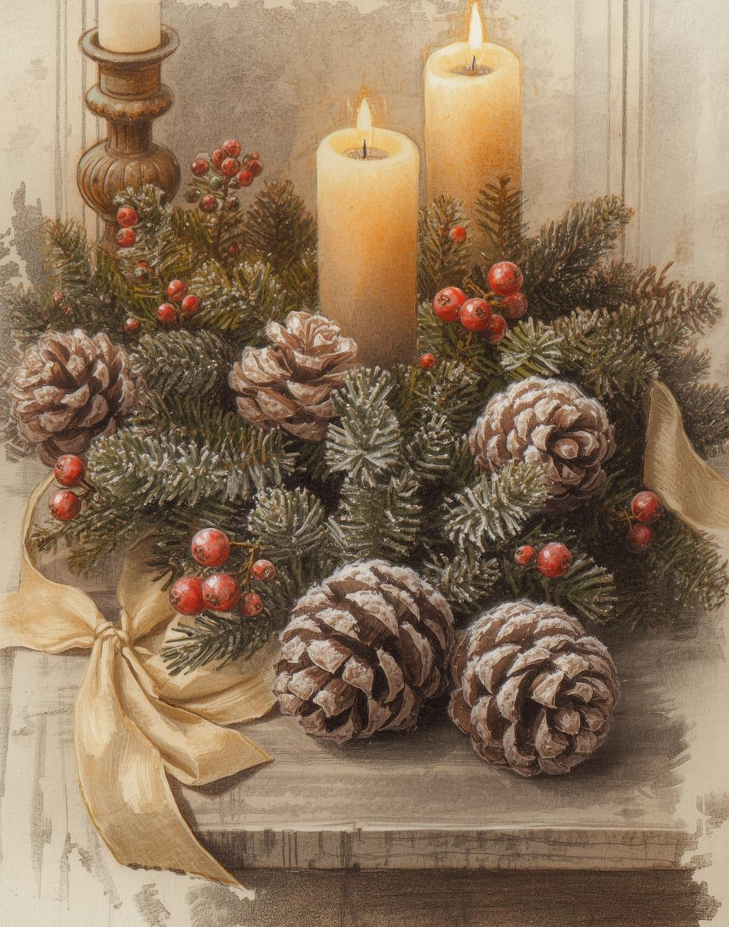 Paint by Number Holiday Pinecone Charm