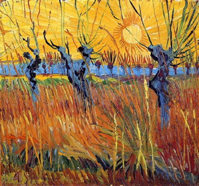 Pollard Willows and Setting Sun - Vincent Van Gogh Paint by Number