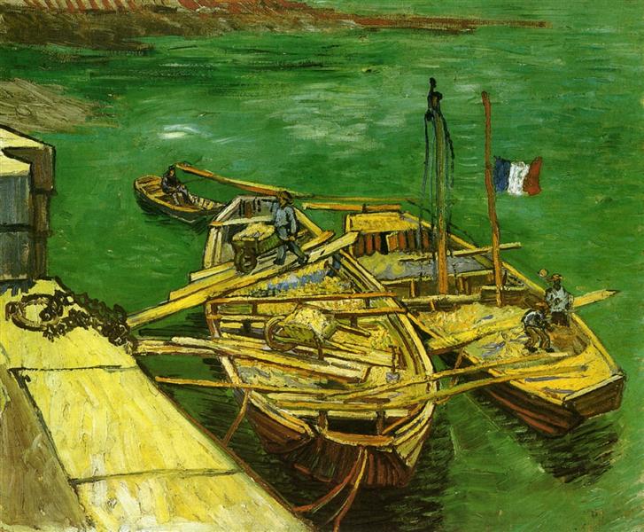 Quay with Men Unloading Sand Barges - Vincent Van Gogh Paint by Number