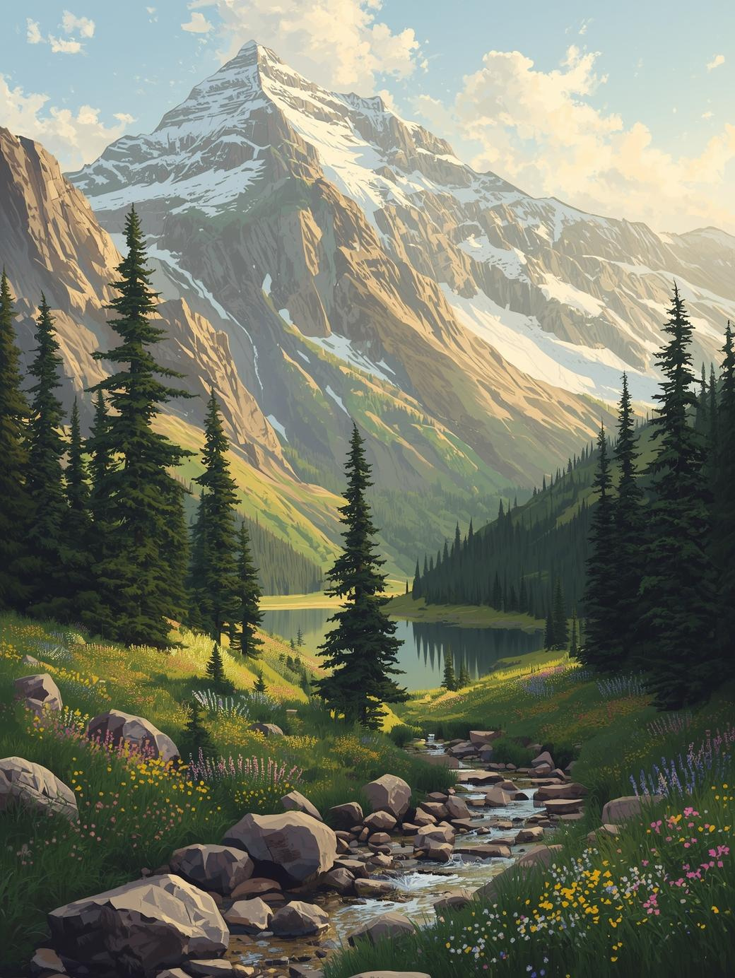 Rocky Mountain National Park (Colorado) Paint by Number Rocky Mountains Peaks