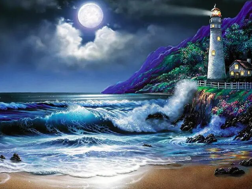 Paint by Number Seaside Glow Lighthouse
