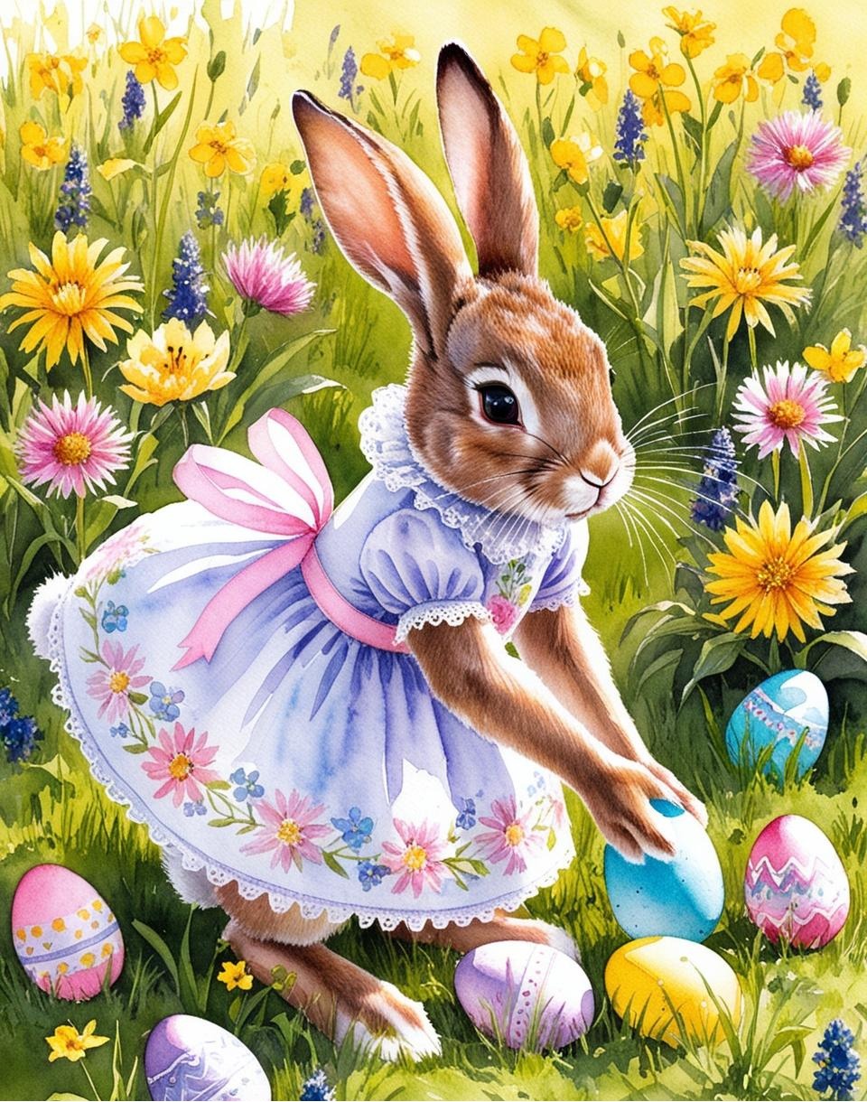Paint By Number Spring Tulip Wonderland with Easter Bunny