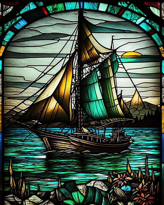 Stained Glass Boat Diamond Painting