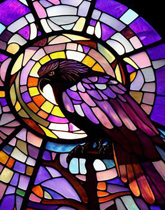 Stained Glass Crow Diamond Painting