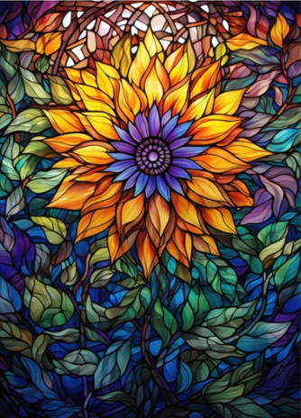 Sunflower Dreamscape Stained Glass Sunflower Diamond Kit