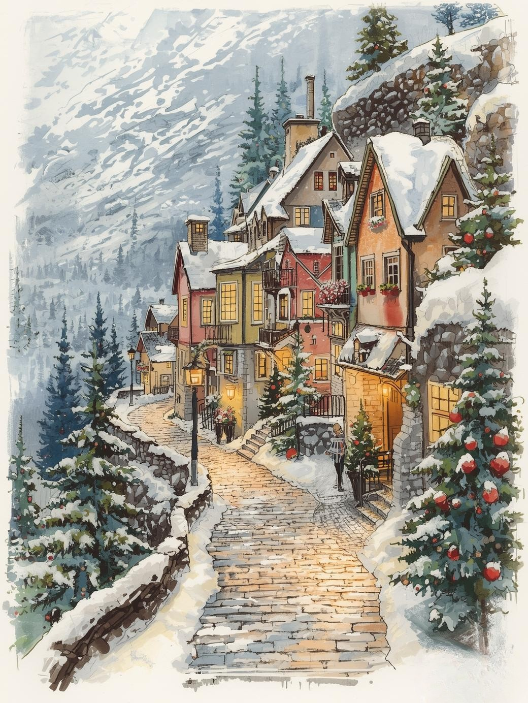 Paint by Number Swiss Hamlet Christmas