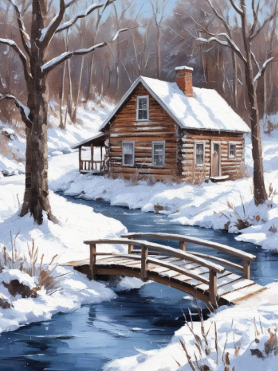 Paint by Number Frosted Forest Hideaway