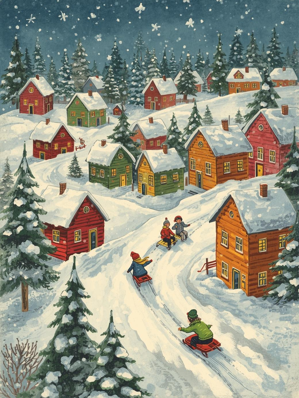 Paint by Number Holiday Village Scene