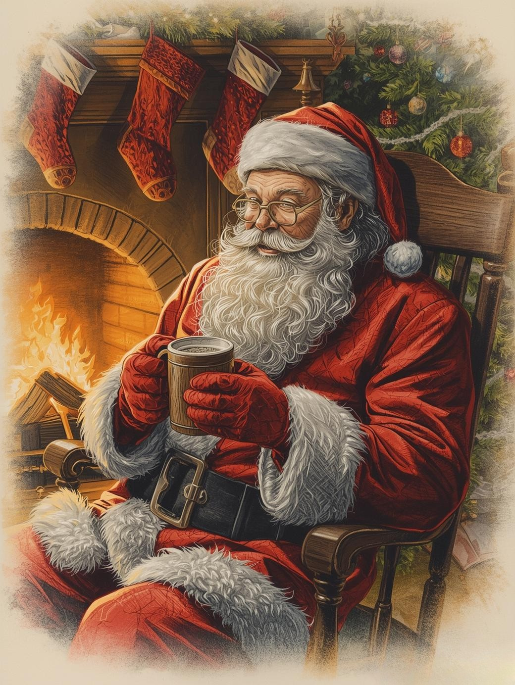 Paint by Number Fireside Reflections – Santa’s Peaceful Pause