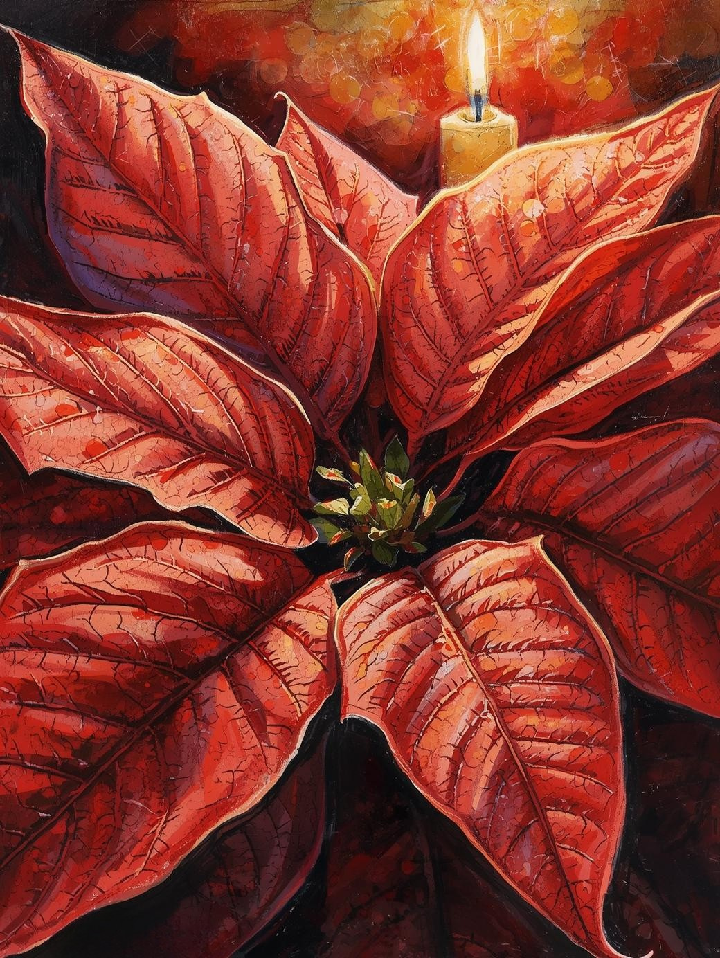 Paint by Number Classic Christmas Poinsettia