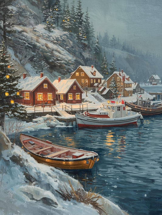 Paint by Number Winter Village Reflections