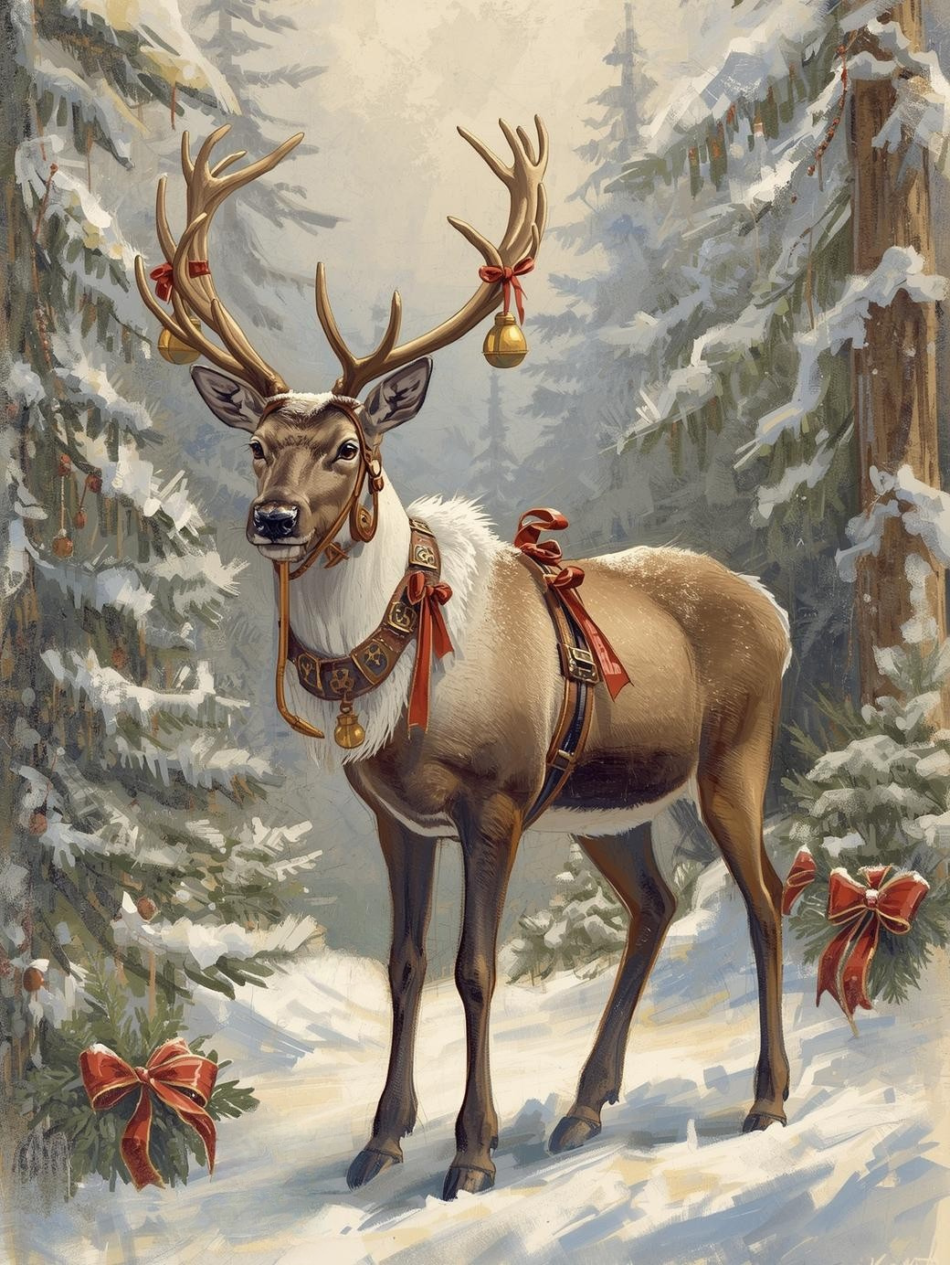 Paint by Number Yuletide Reindeer
