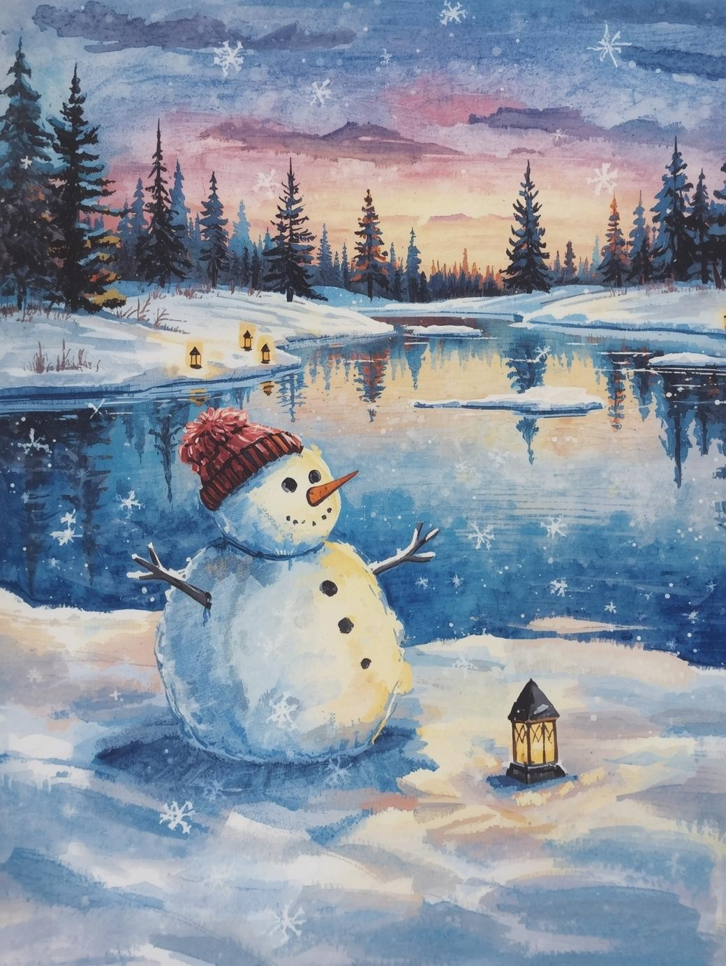 Paint by Number Evergreen Snowman