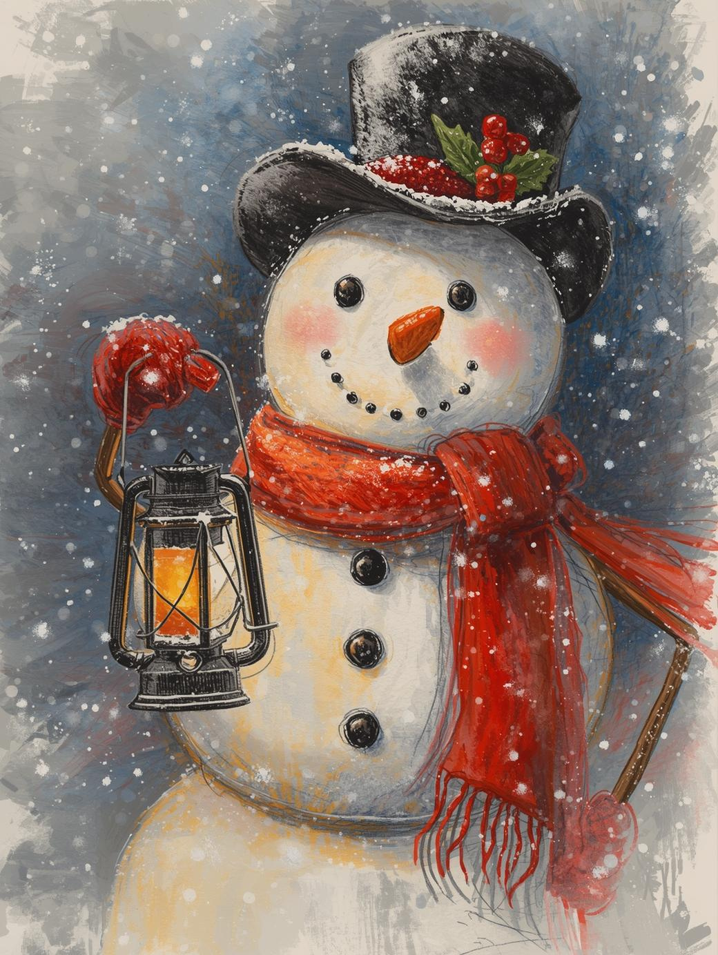 Paint by Number Lively Snowman