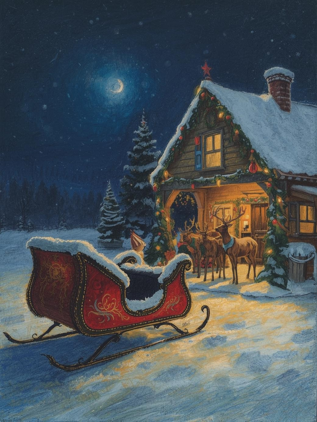 Paint by Number Whimsical Christmas Sleigh