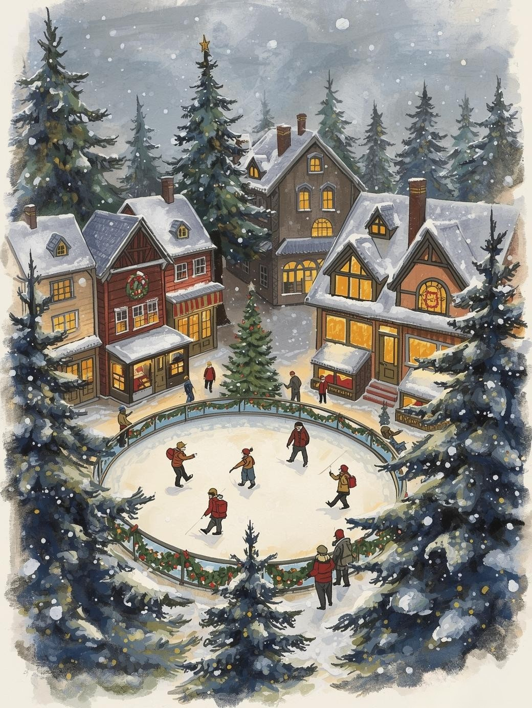 Paint by Number Christmas Eve at the Ice Rink