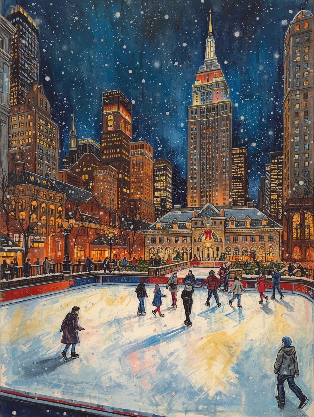 Paint by Number Skating Under the Winter Lights