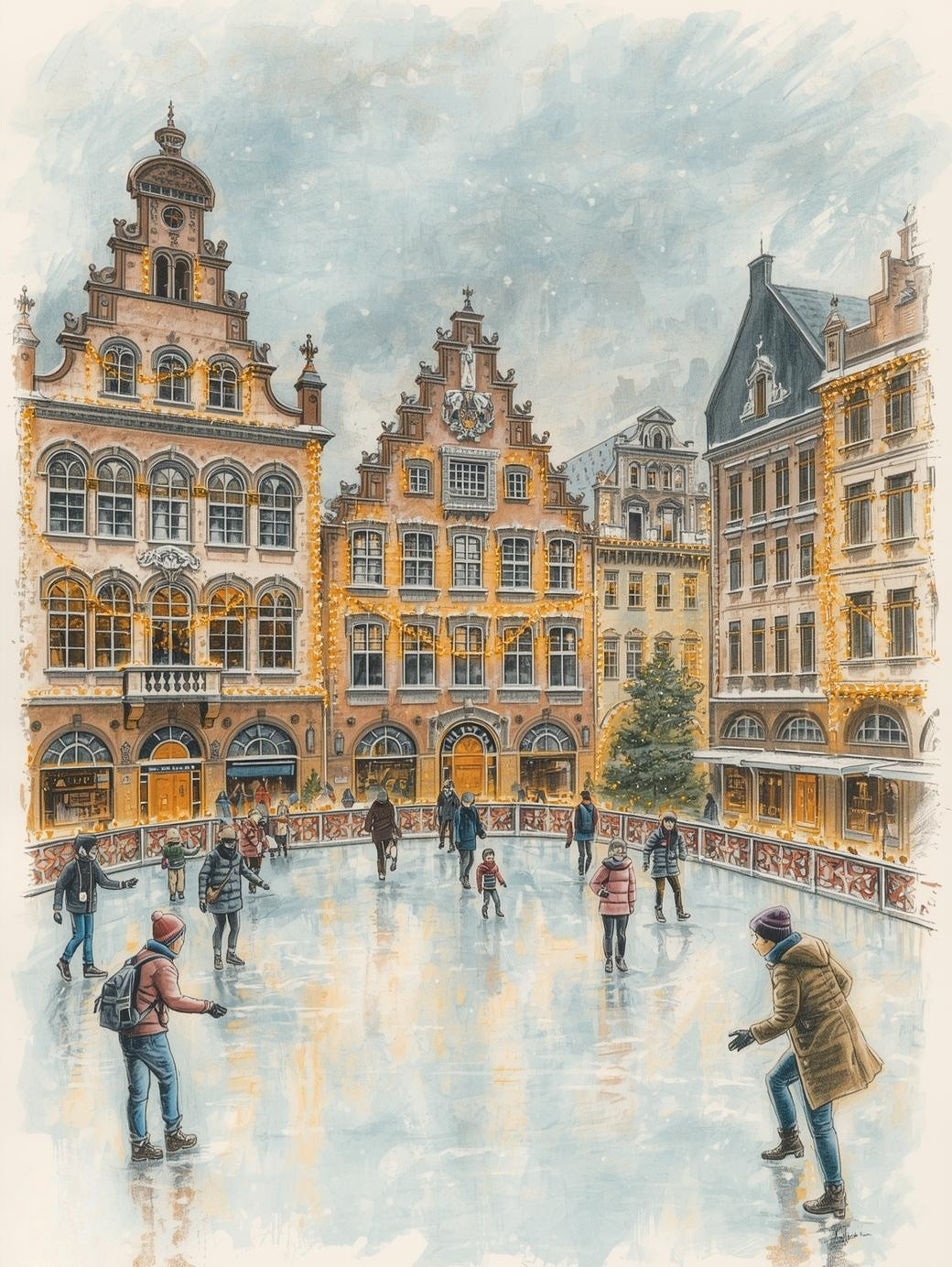 Paint by Number Winter Wonderland Skating Pond