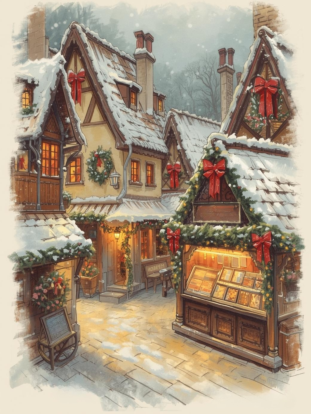 Paint by Number Old-Fashioned Christmas Village