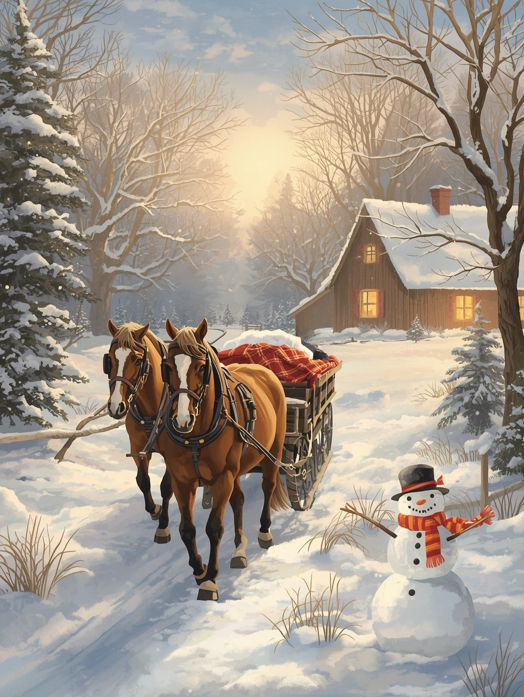 Paint by Number Christmas Tree Farm Classic Country Scene