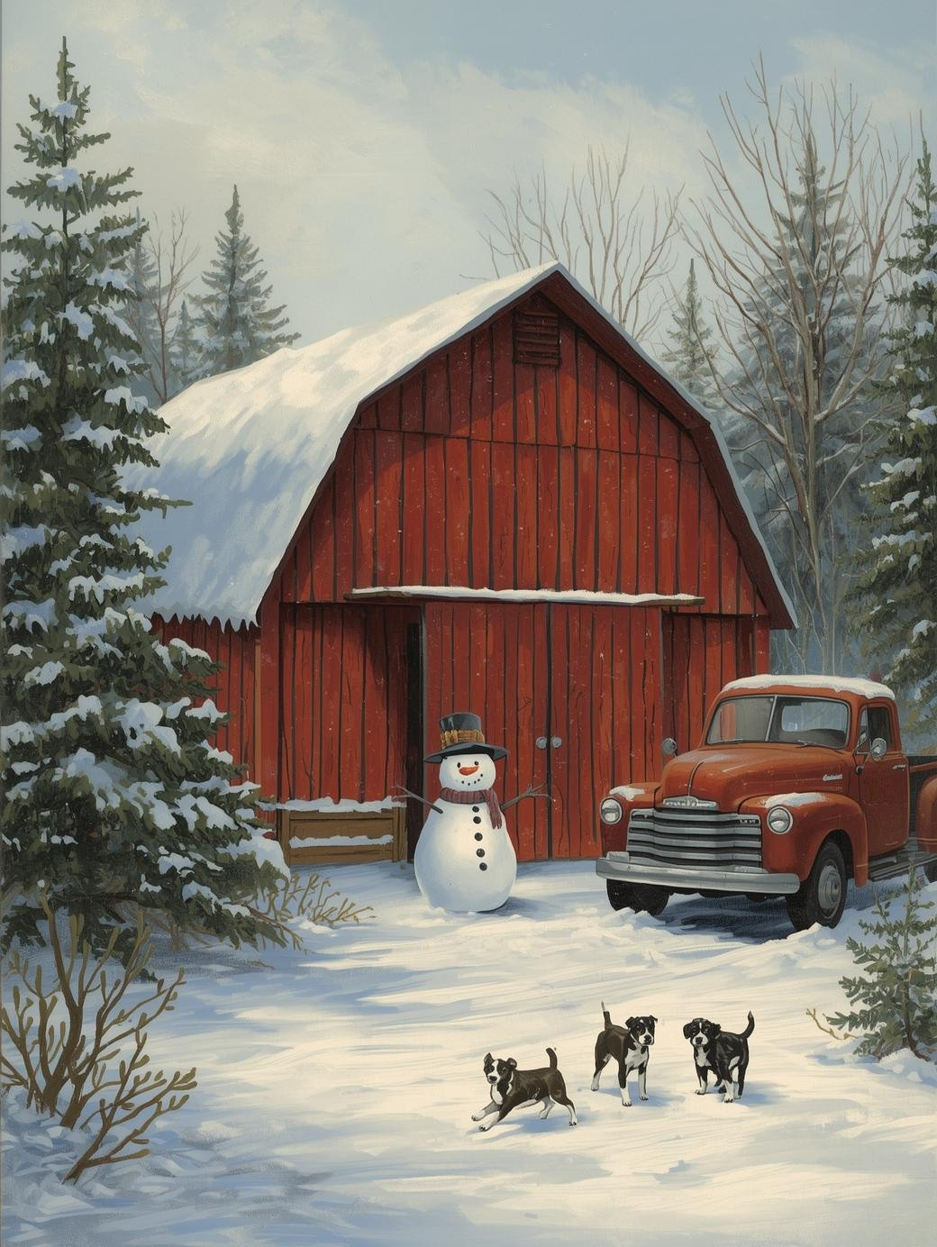 Paint by Number Christmas Tree Farm Winter Sunrise