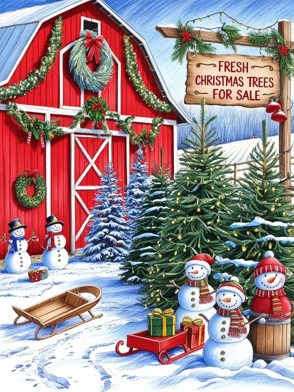 Paint by Number Tree Farm Evergreen Path