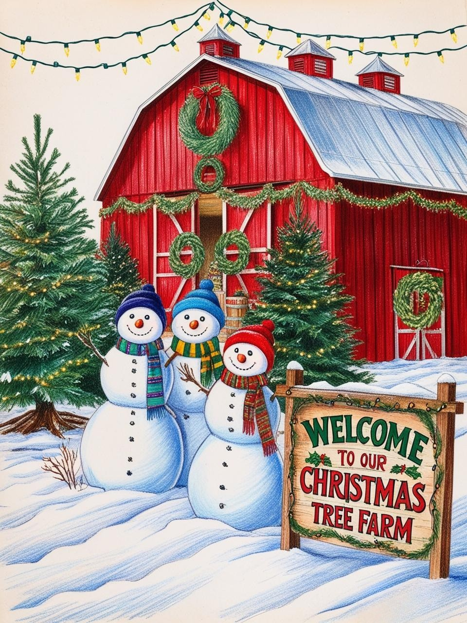 Paint by Number Tree Farm Winter Pines Adventure