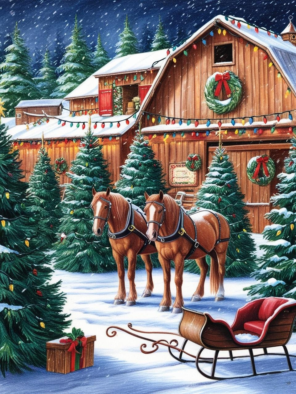 Paint by Number Tree Farm Sparkling Snowy Pines