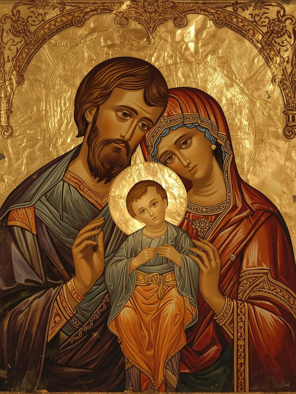 Holy Family of Peace – Joseph, Mary and the Newborn King Icon Paint by Number