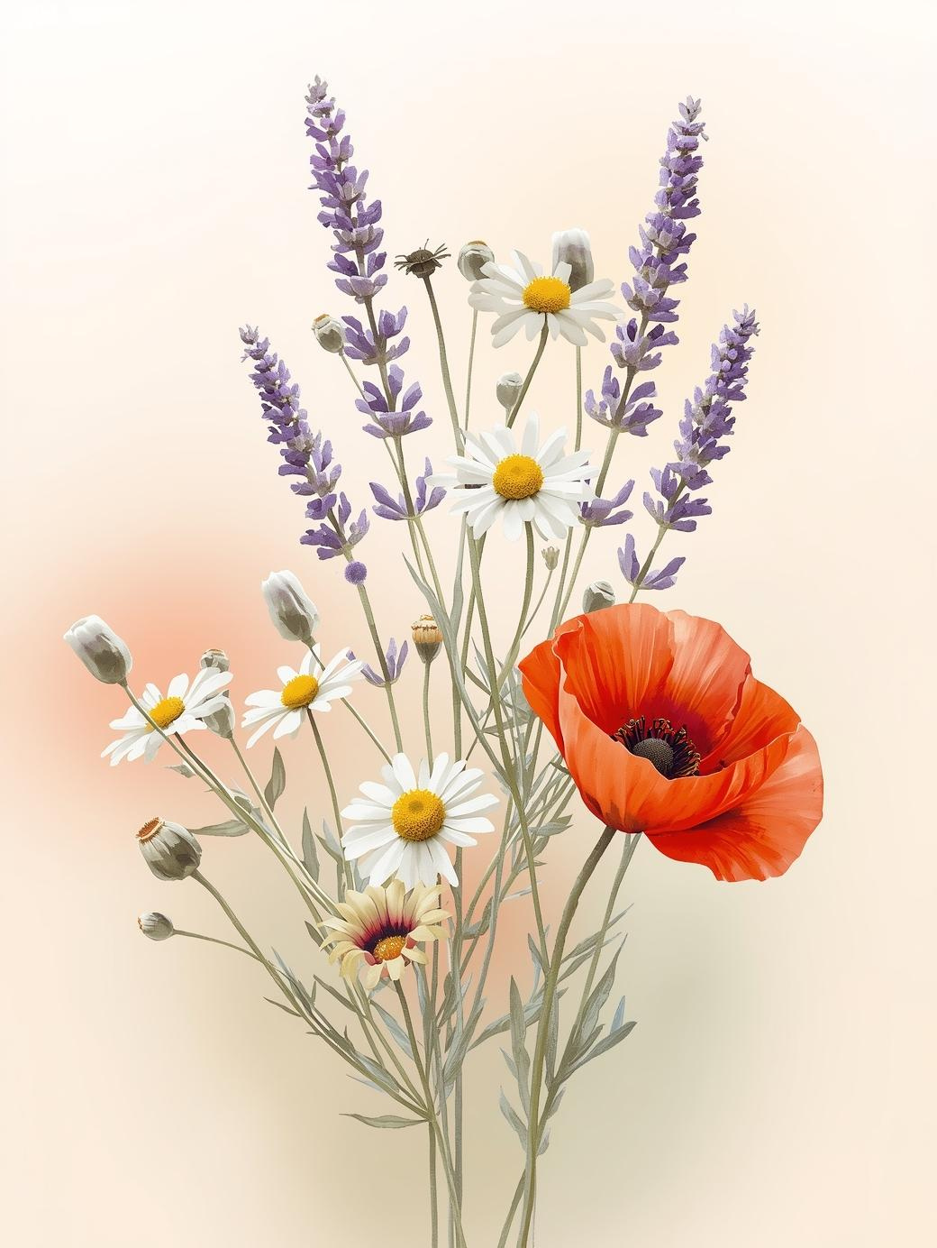 Paint by Number Cottage Garden Wildflowers – Vibrant Countryside Canvas Painting Kit for Adults