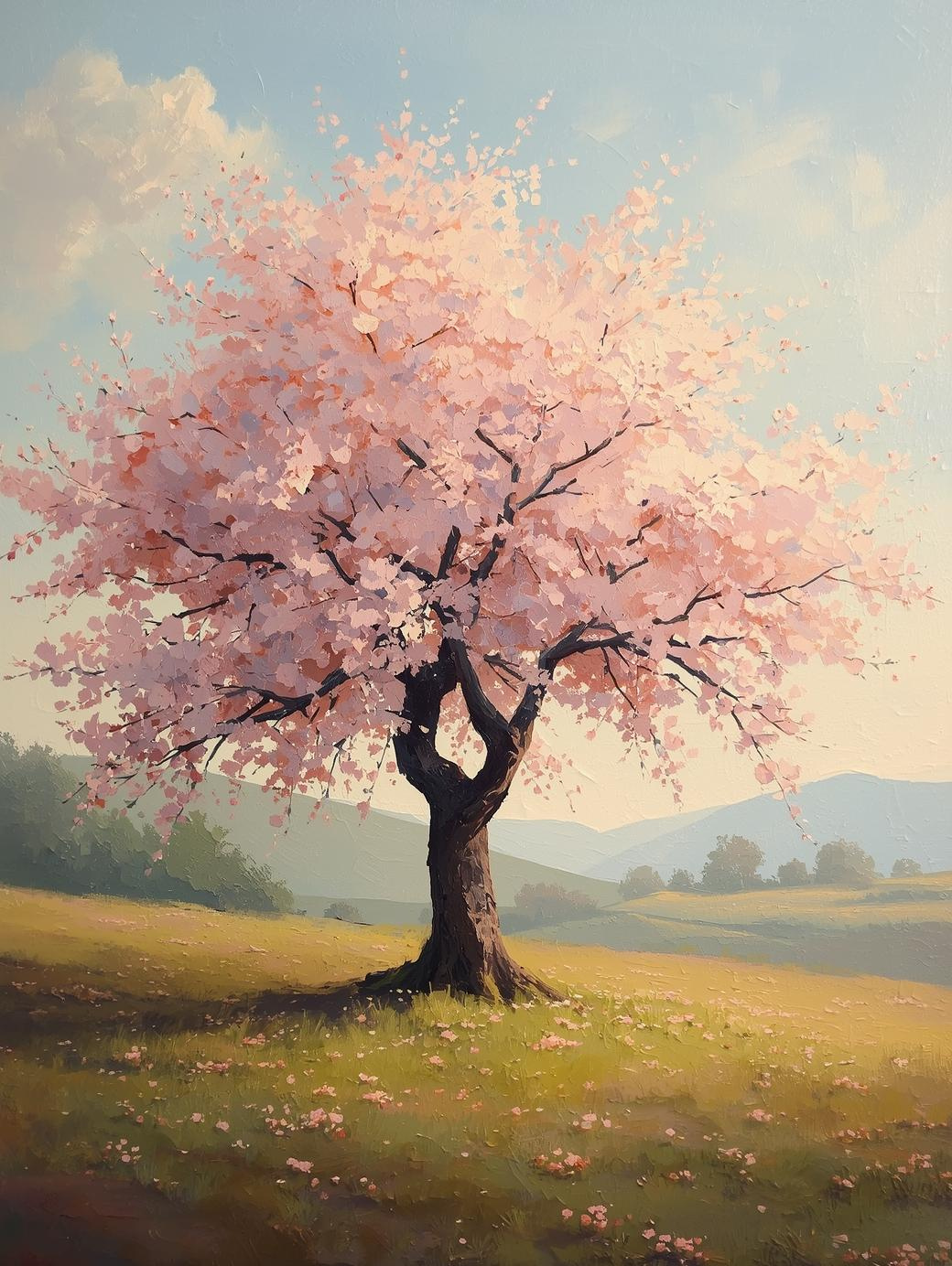 Paint by Number Blossoming Cherry Tree in Sunshine