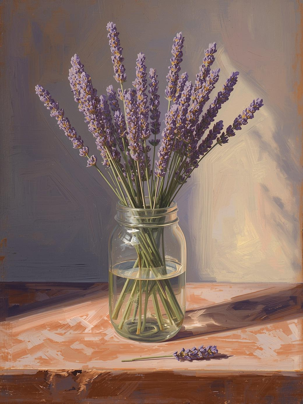 Paint By Number Blooming Lilacs in a Clear Glass Jar – Adult Canvas DIY Kit, Elegant Purple Flowers & Serene Indoor Garden Scene