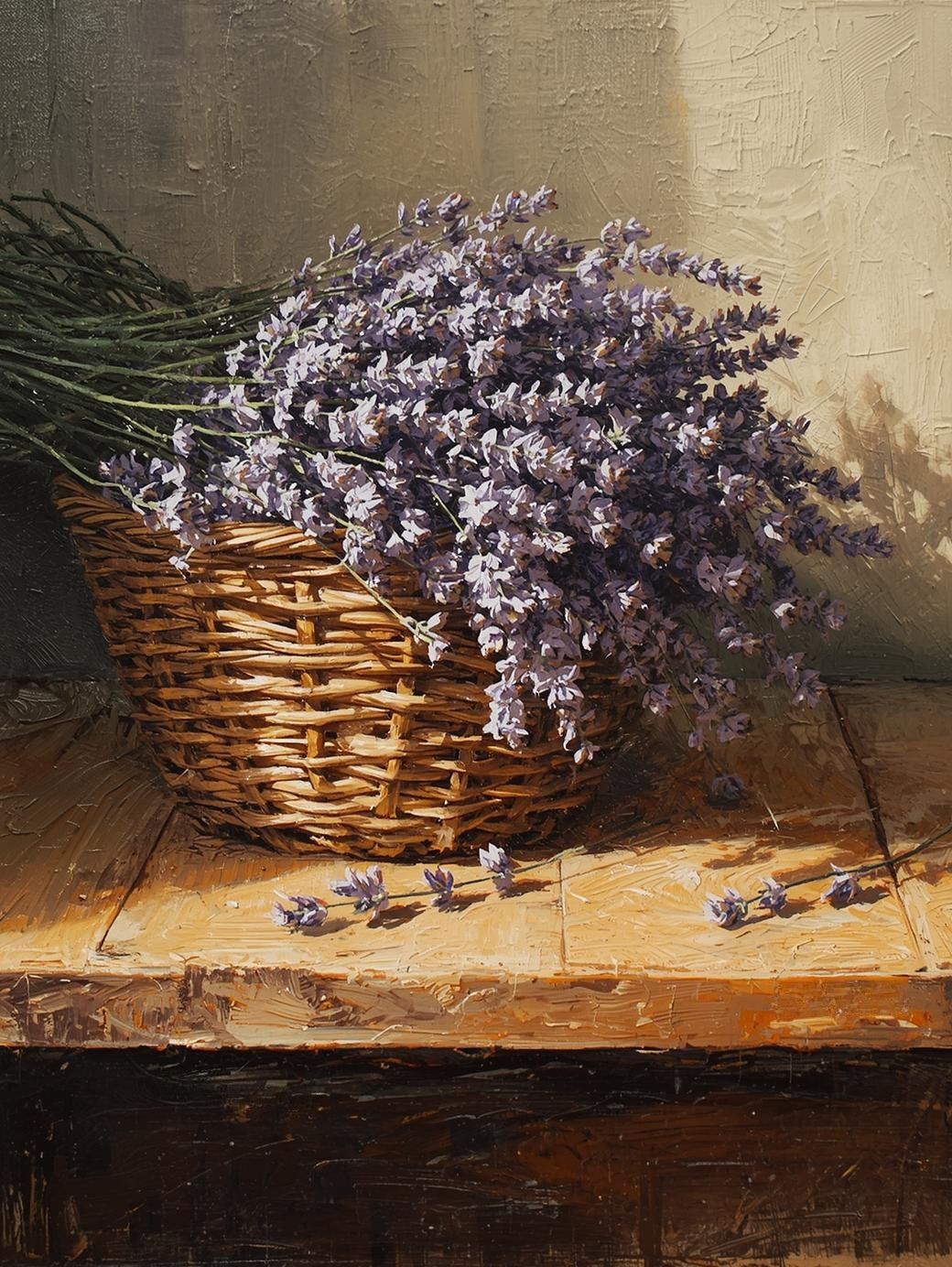 Paint By Number Lilacs in a Vintage Wicker Basket – Adult Canvas DIY Kit, Romantic Flower Bouquet & Rustic Home Decor Paintin
