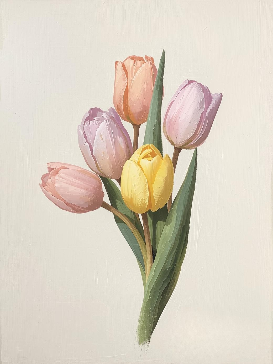 Paint by Number Colorful Tulip Arrangement – Cheerful DIY Canvas Kit for Adults, Lively Spring Tulip Painting