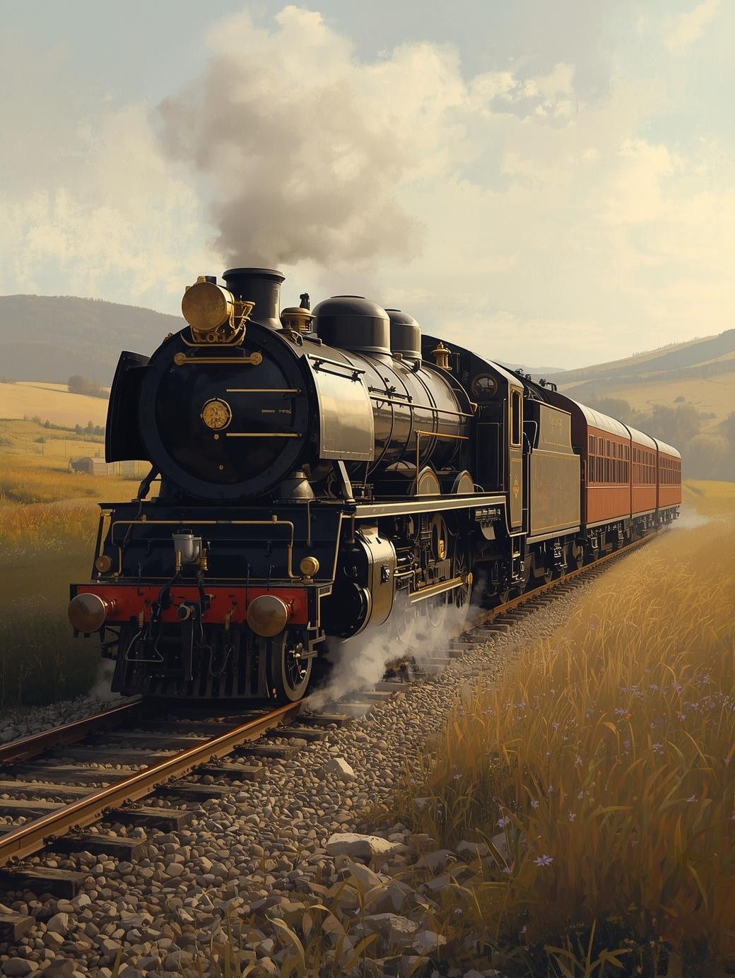 Paint by Number Majestic Steam Engine in the Countryside – Classic Landscape Acrylic Paint by Number Kit