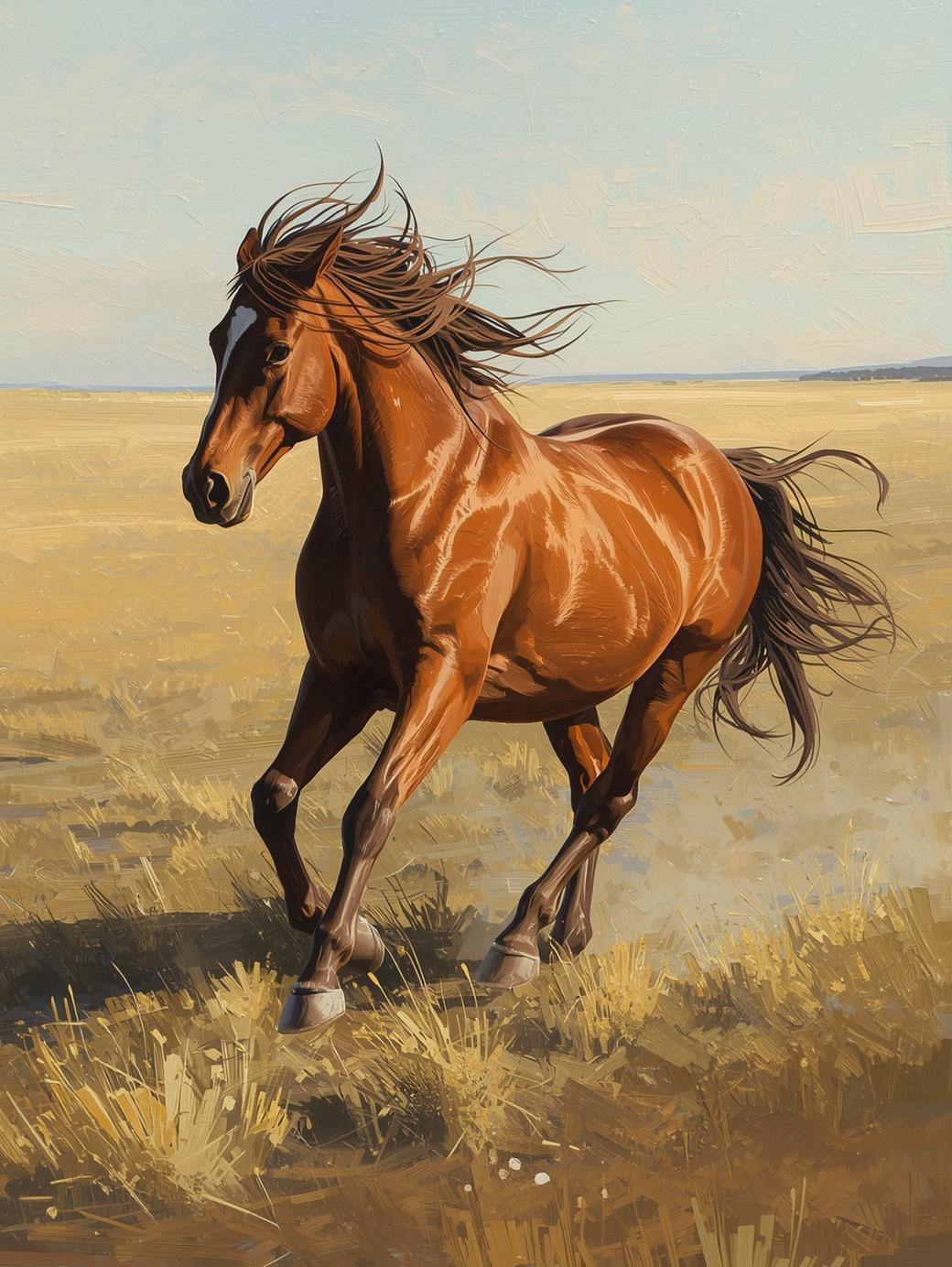 Paint By Number Noble Brown Horse in Country Setting – Cozy Paint by Number Kit for Adults