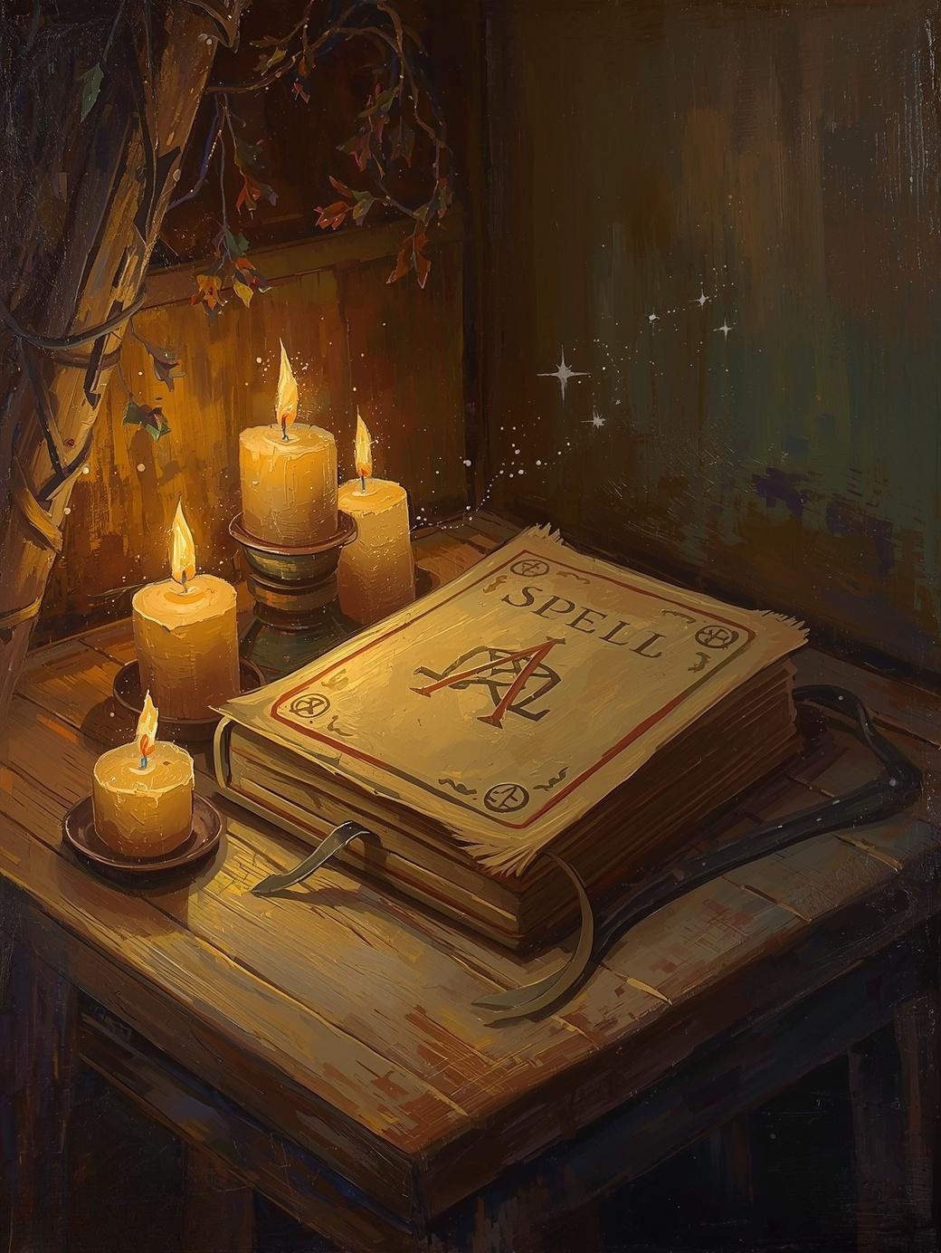 Paint by Number Bewitched Spell Book in Candlelight – Magical DIY Paint by Number Kit for Adults