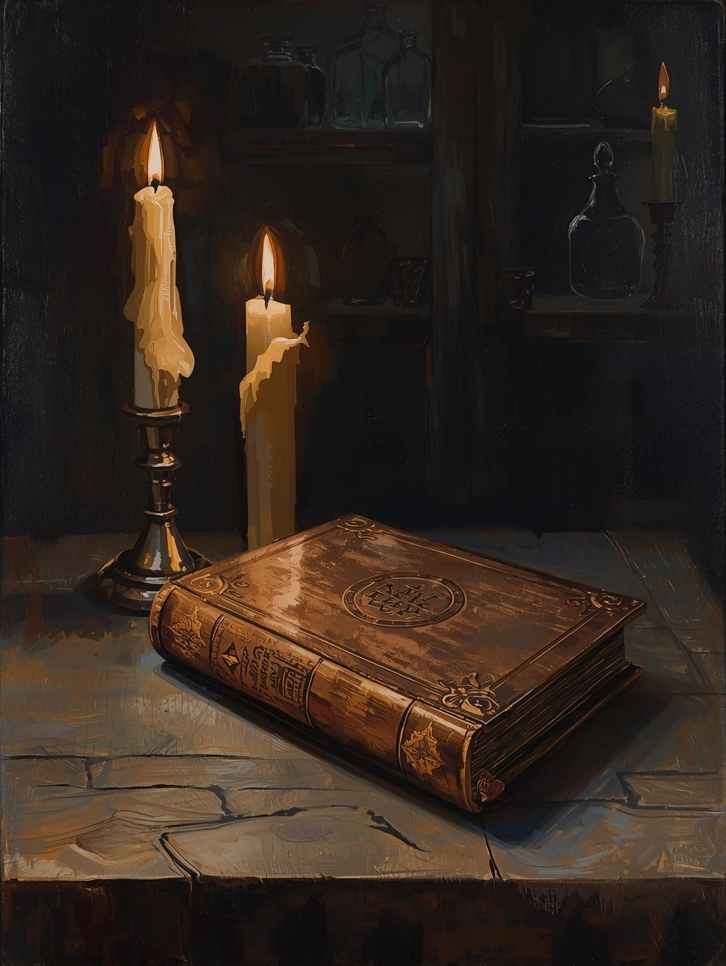 Paint by Number Enchanted Magic Book with Candles – Cozy Canvas Paint by Number Kit