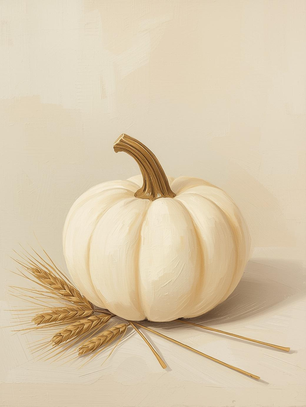 Paint by Number Farmhouse White Pumpkin Harvest Scene – Canvas Paint by Number Kit