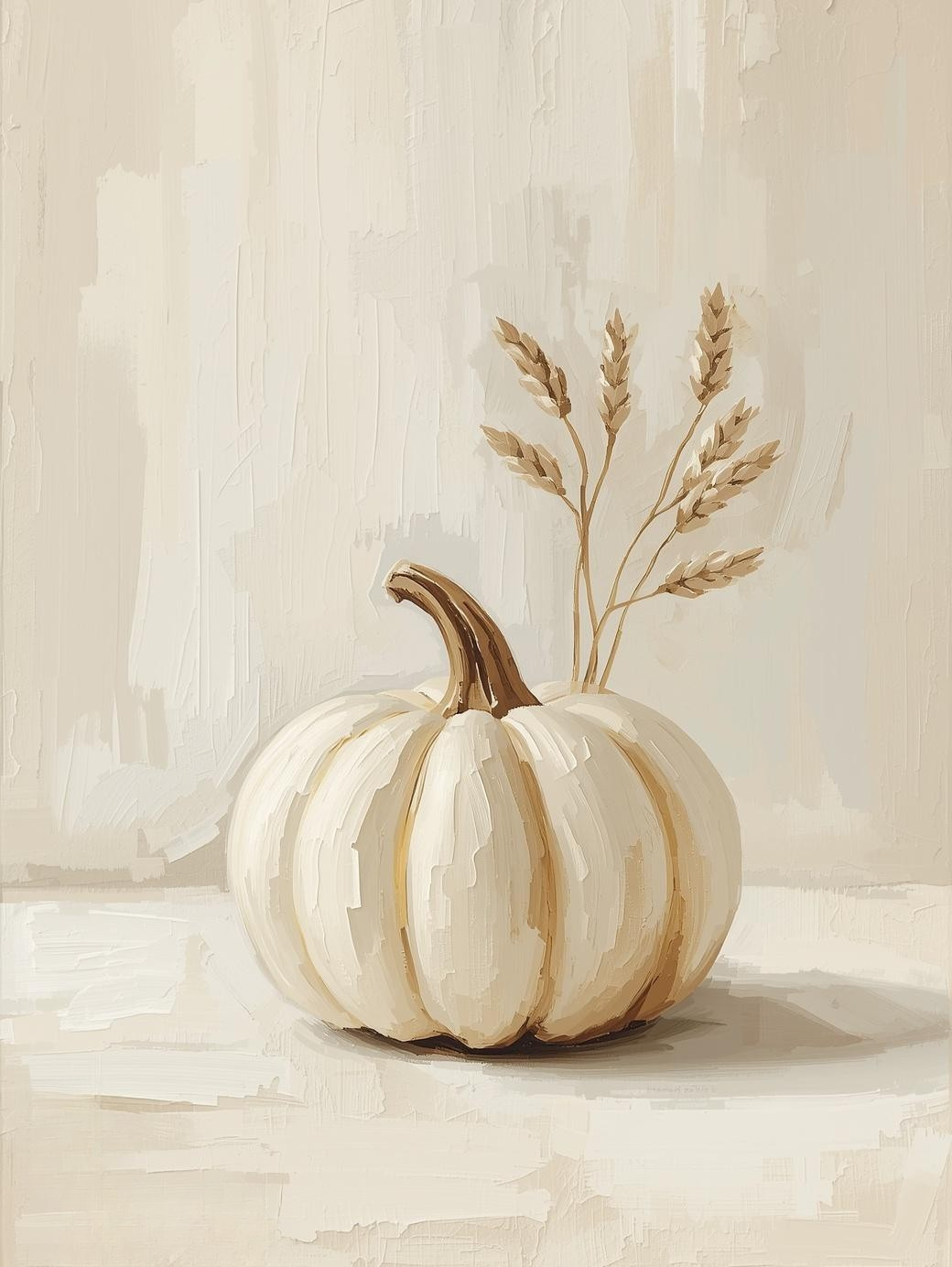 Paint by Number White Pumpkin with Wheat Stems – Farmhouse Paint by Number Kit for Adults