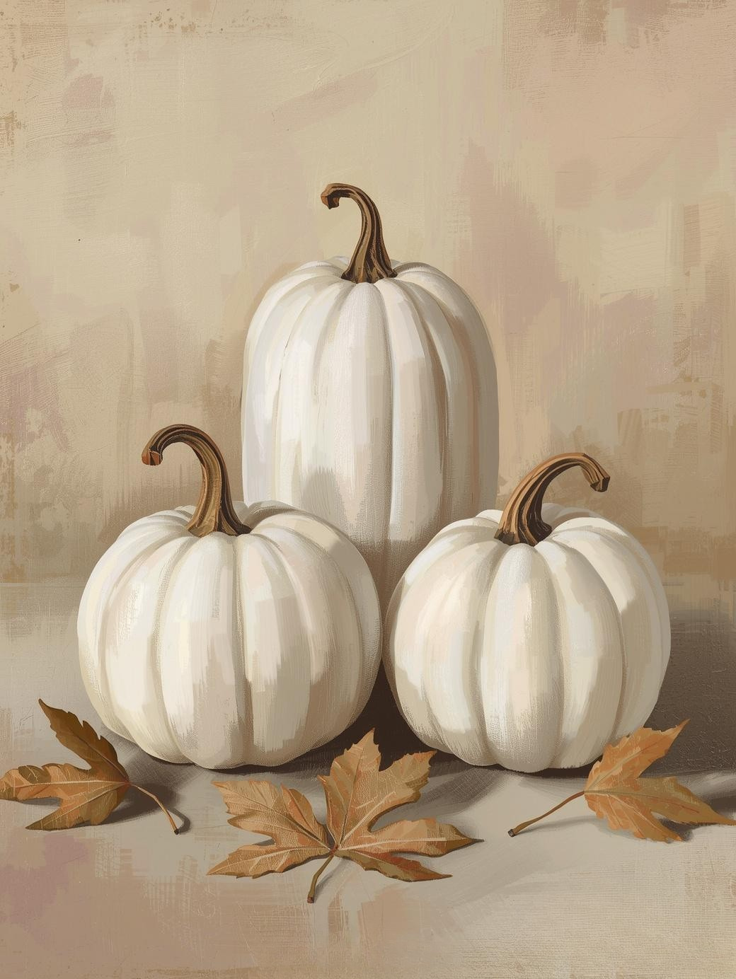 Paint by Number Elegant White Pumpkins Set – Cozy DIY Paint by Number Kit for Adults