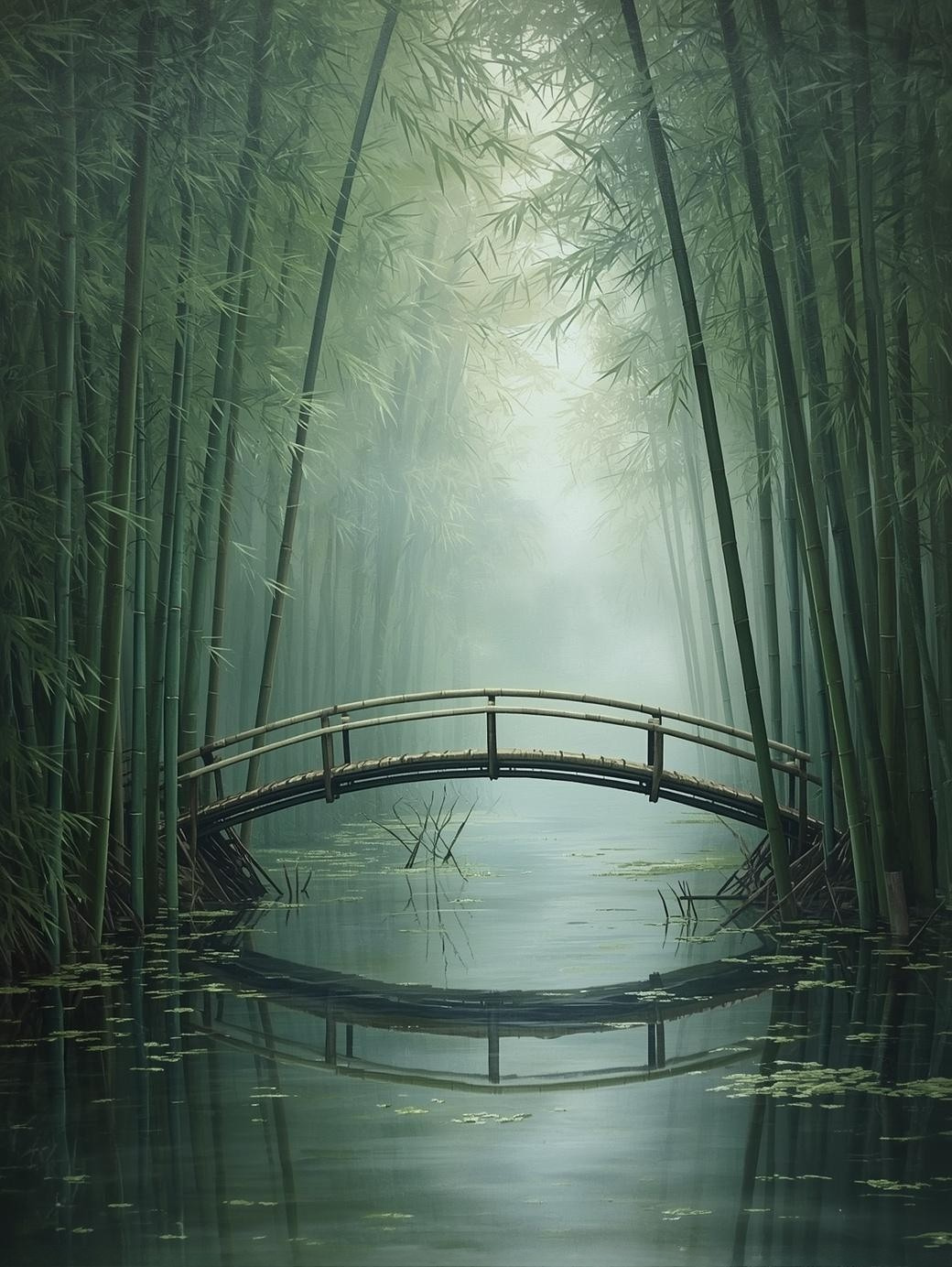 Paint by Number Zen Bamboo Grove with Bridge – Canvas Paint by Number Kit