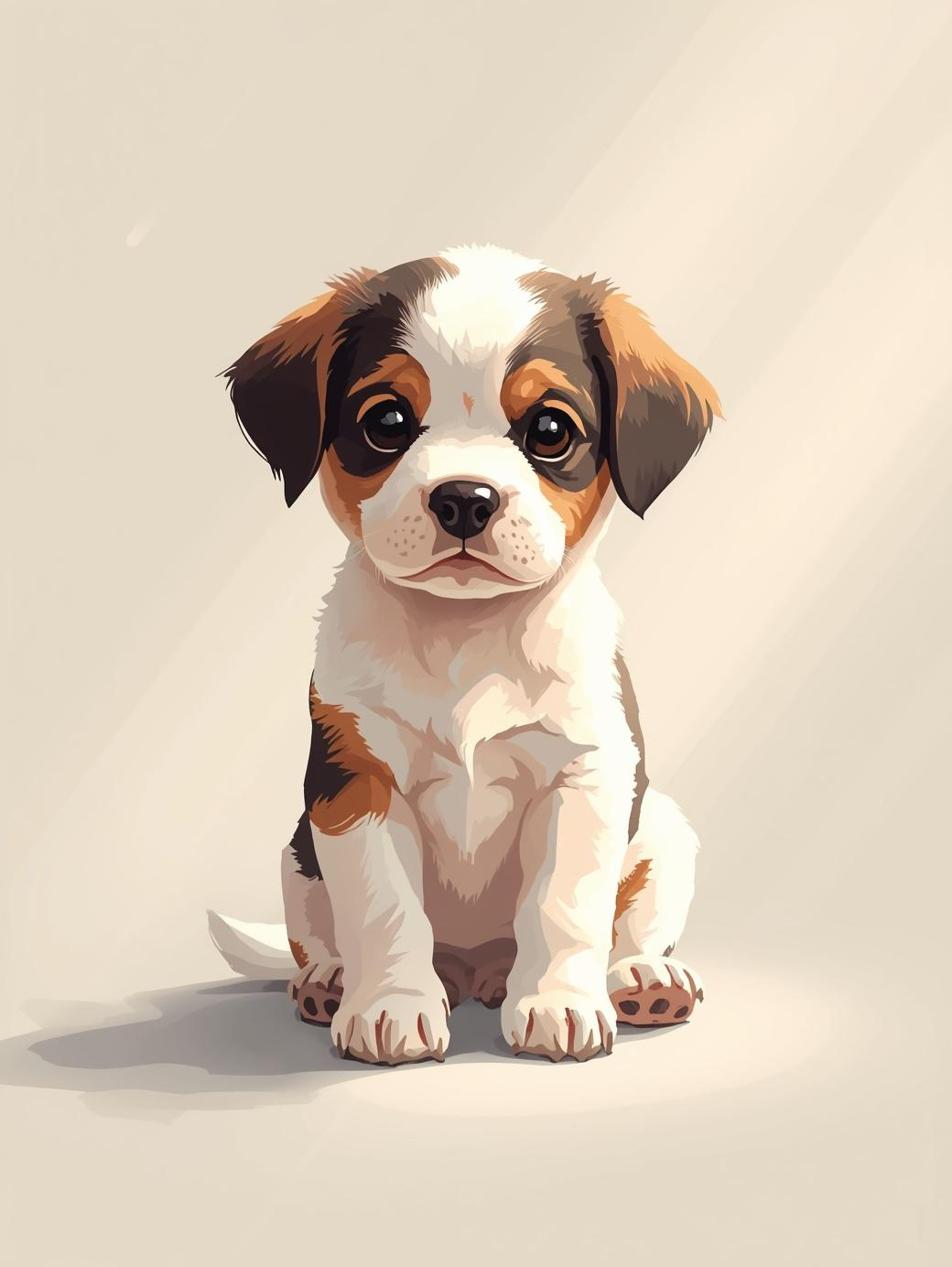Paint by Number Sweet Puppy in Soft Light Scene – Simple & Easy Beginner Paint by Number Kit for Adults