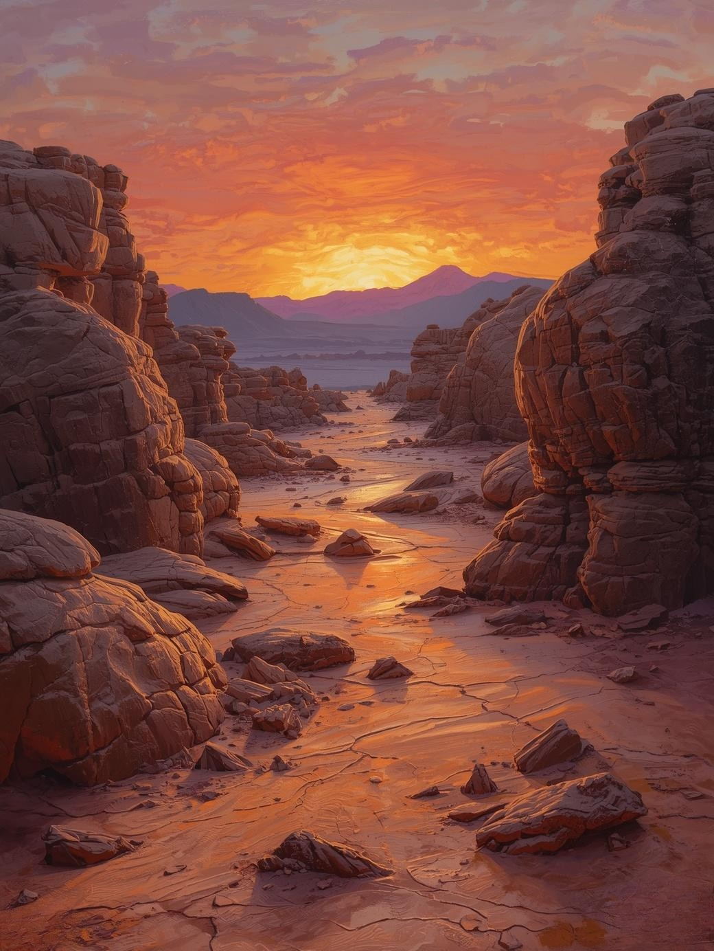 Paint by Number Surreal Desert Landscape with Rocky Formations – DIY Paint by Number Kit for Adults