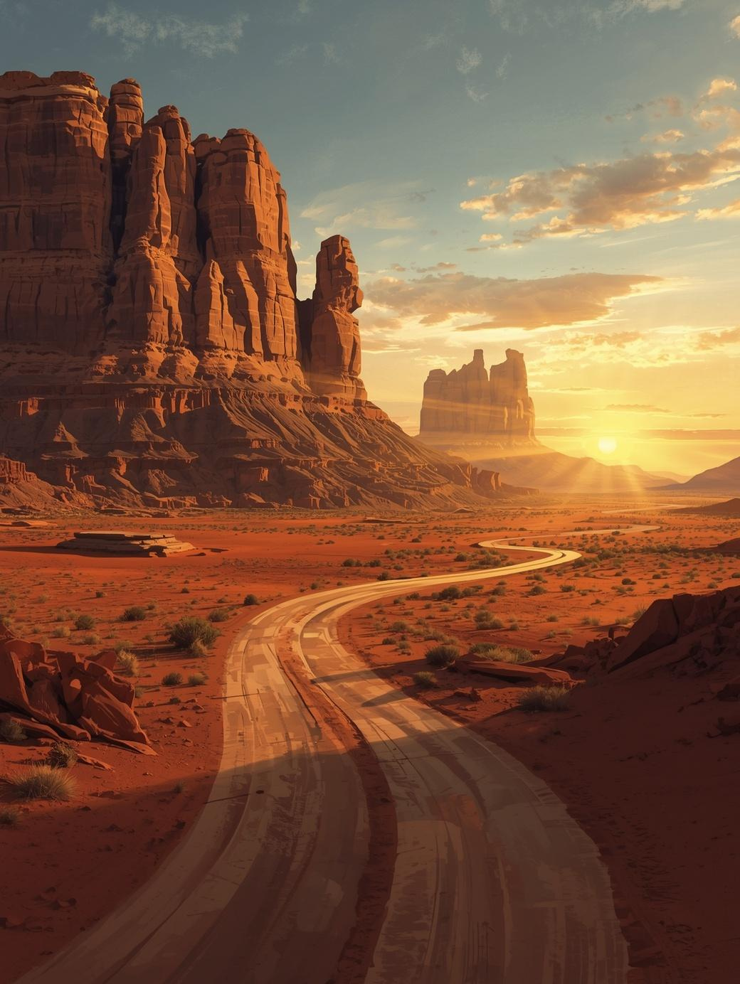 Paint by Number Sandstone Buttes with Desert Road at Sunset – Paint by Number Canvas Kit