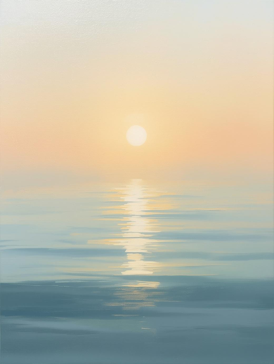 Paint by Number Calm Ocean Sunset with Soft Golden Reflection – Paint by Number Canvas Kit