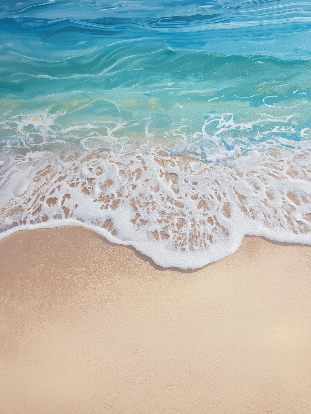 Paint by Number Coastal Shoreline with Gentle Waves and Soft Foam – DIY Paint by Number Kit for Adults