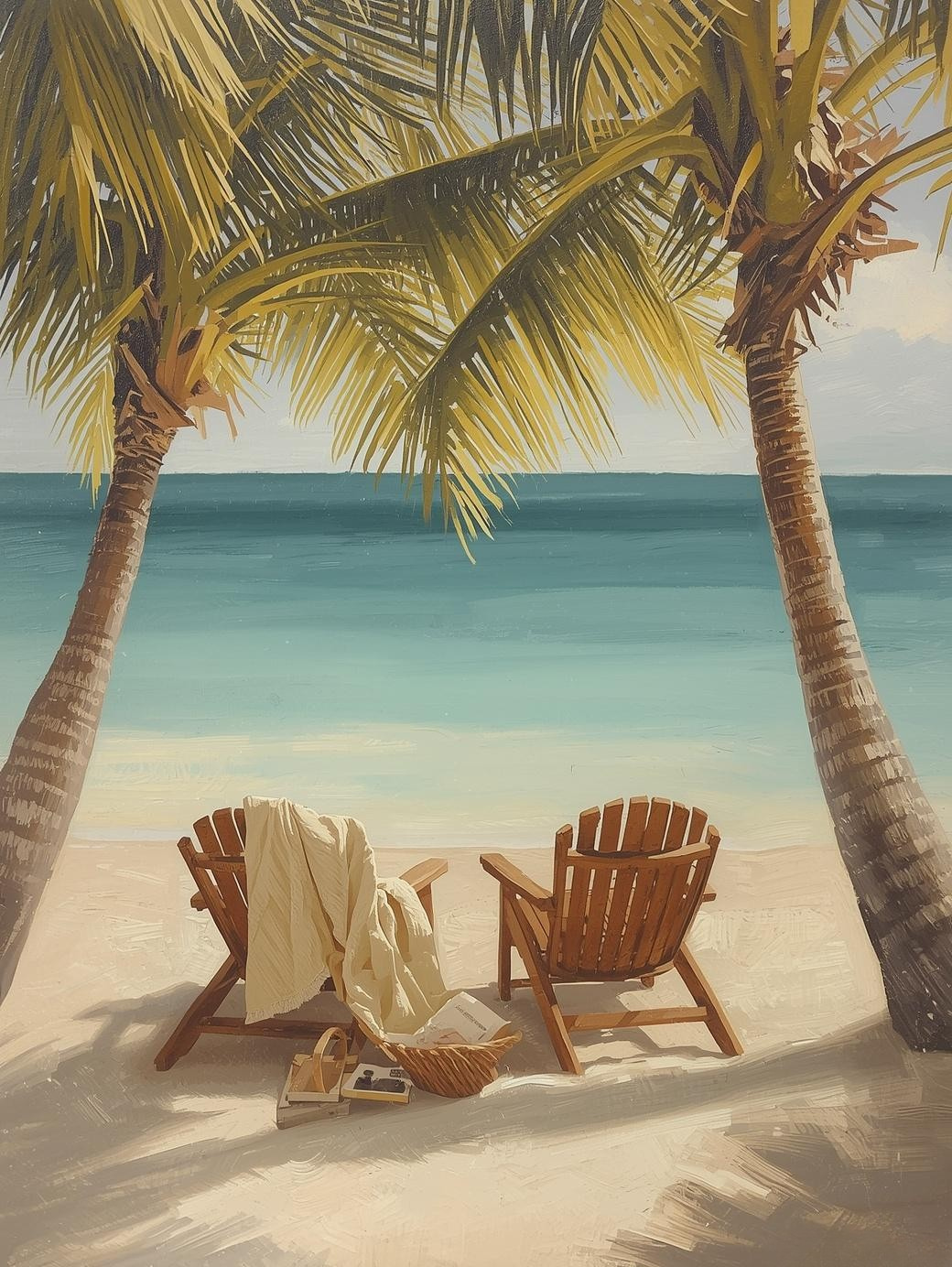 Paint by Number Tropical Lounge Chairs Beneath Palm Trees – Paint by Number Painting Kit