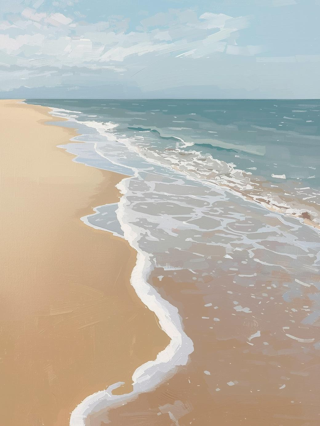 Paint by Number Calm Beach Shoreline with Gentle Waves – Paint by Number Painting Kit