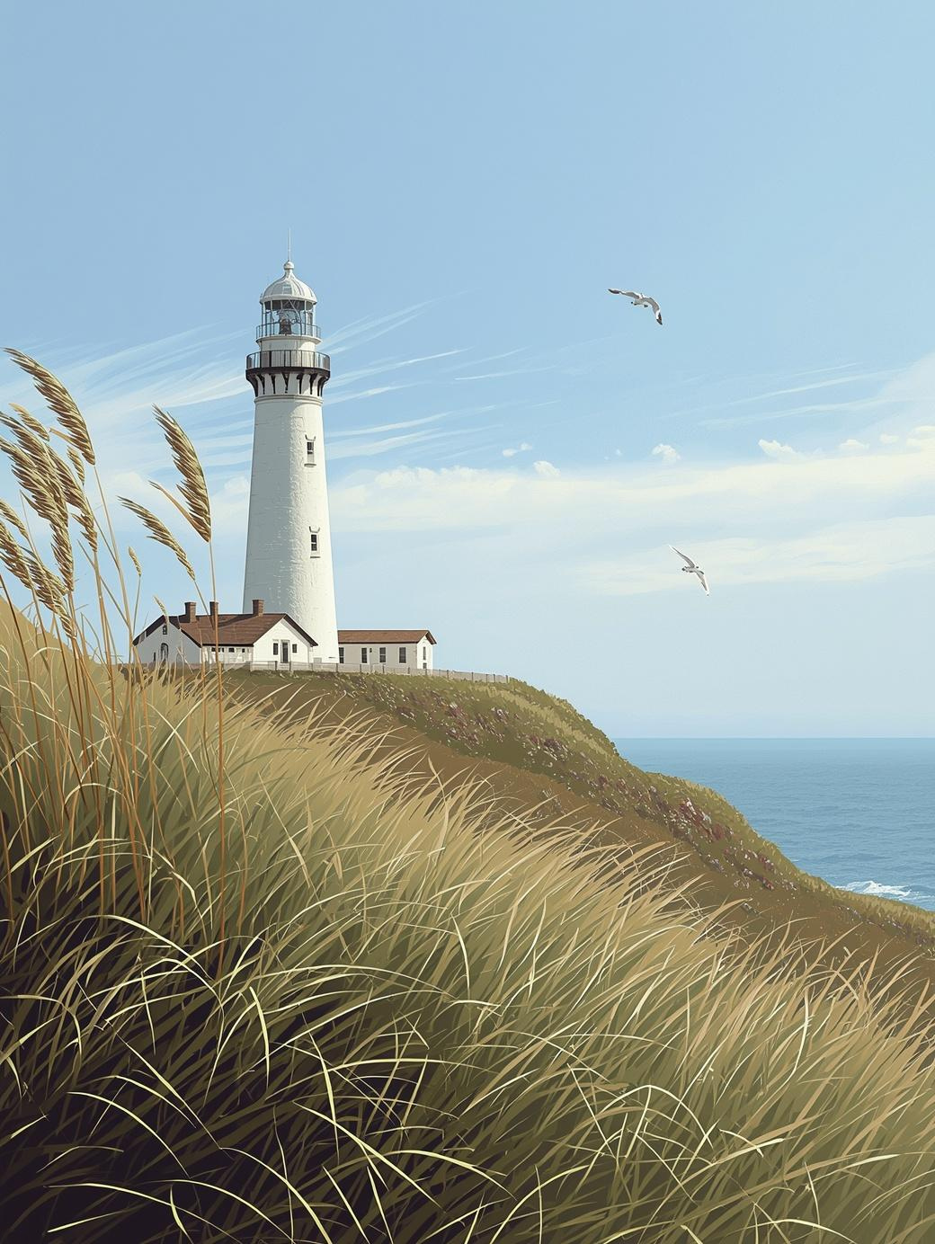 Paint by Number Windswept Coastal Lighthouse on Golden Cliffs – Adult Painting Kit